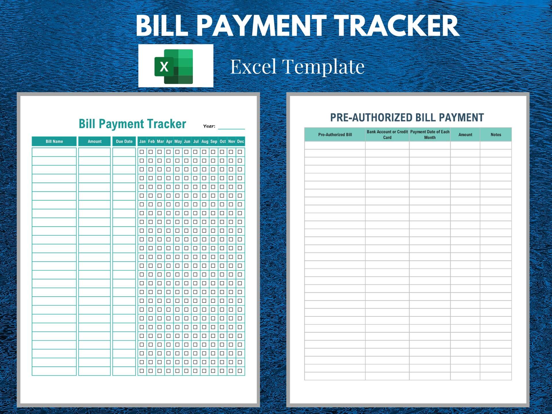 Dashboard Templates Bill Payment TrackerExcel and Editable PDF