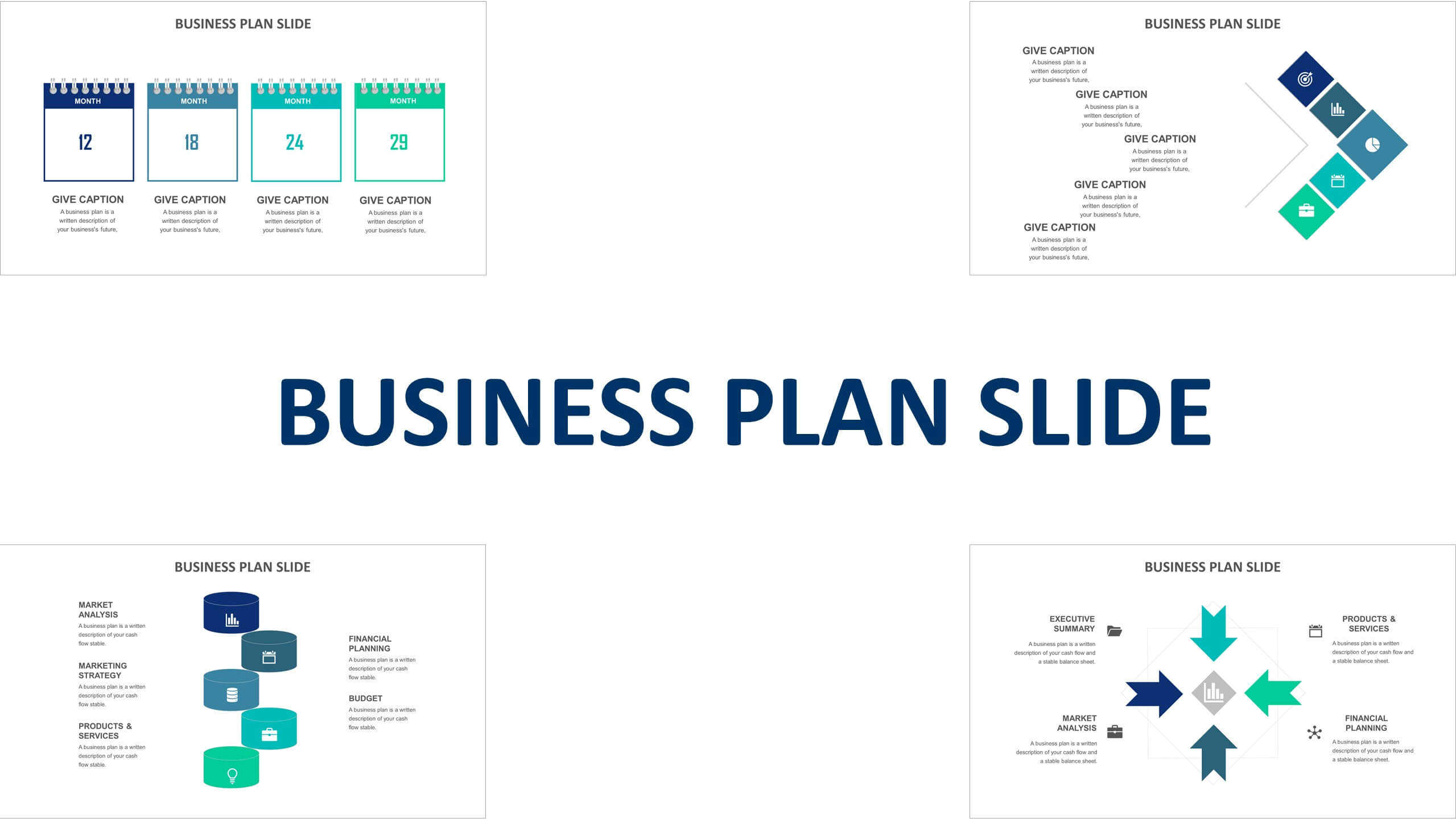 Ppt Slide Four Squares Venn Diagram Business Plan - PowerPoint Templates