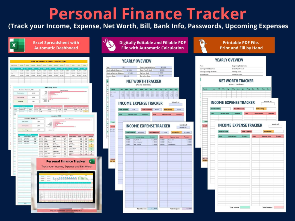a personal finance tracker package by Biz Infograph
