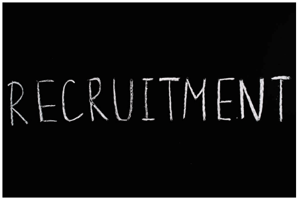 Recruitment written on a black background