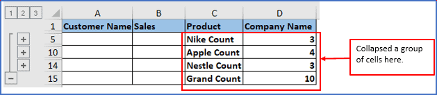 collapse group of cells