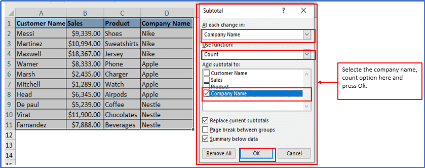 Company checkbox