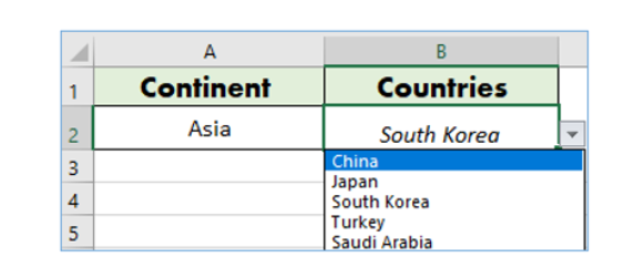 Drop Down List in Excel