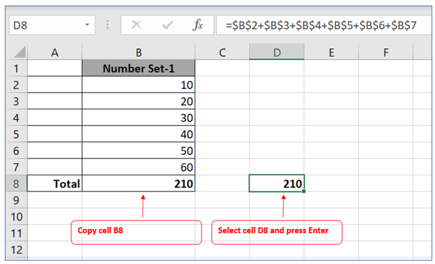 Copy excel formula