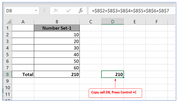 Copy excel formula