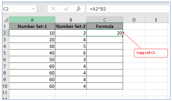 Copy excel formula