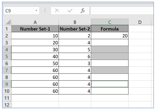 Copy excel formula