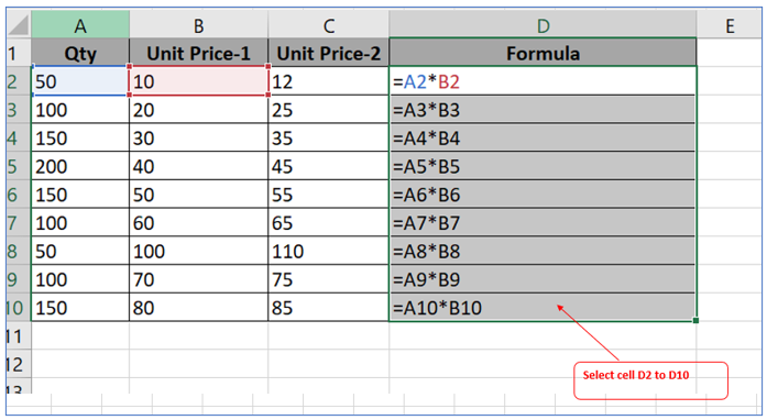 Copy excel formula