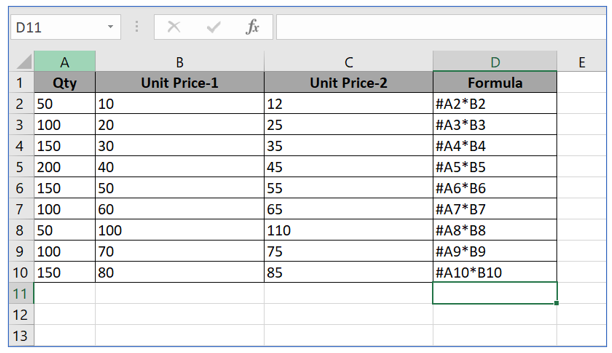 Copy excel formula