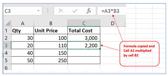 Copy excel formula