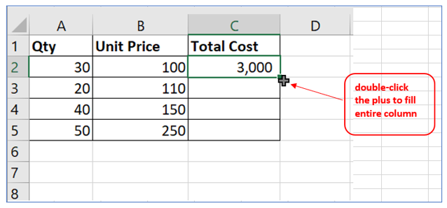 Copy excel formula