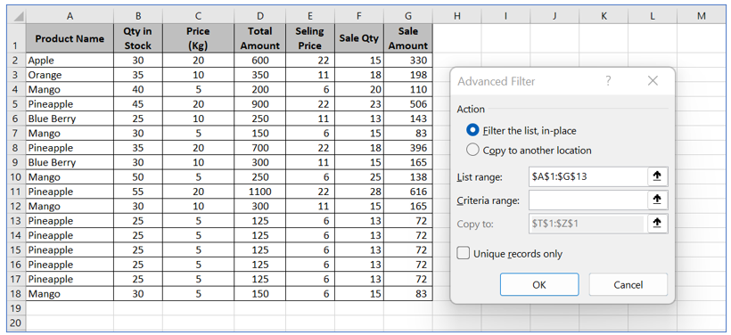 Filter in Excel