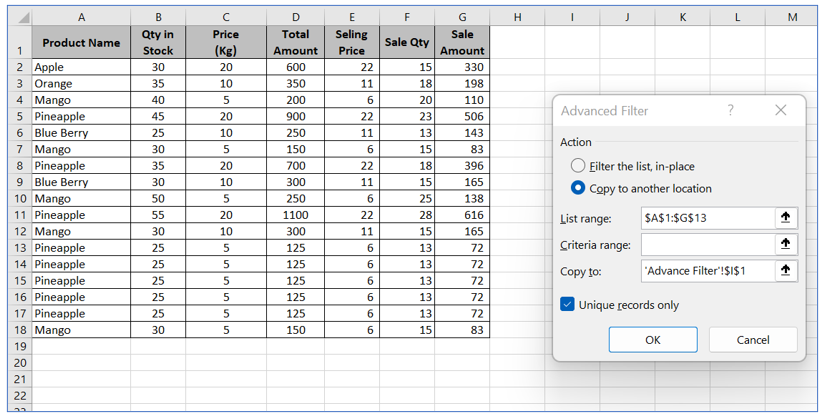 Filter in Excel