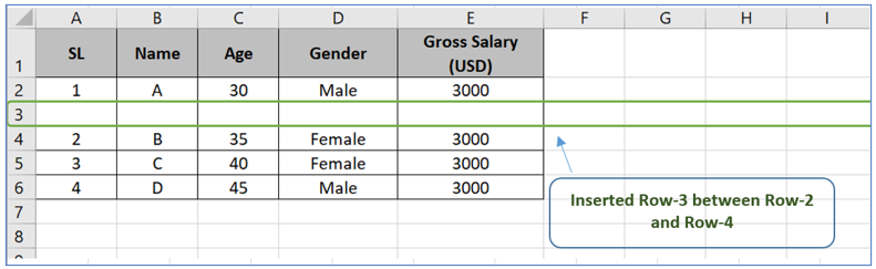 Insert Row in Excel