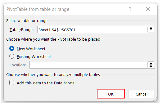 Pivot Table in Excel