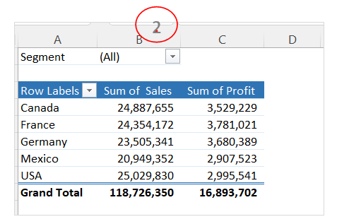 Filter in pivot table