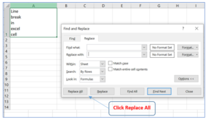 How to remove line breaks (carriage return) in Excel? - Resource