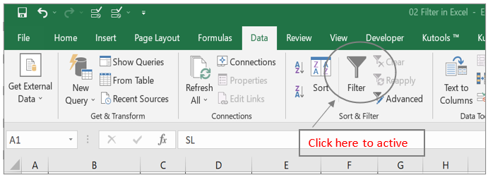 Filter Data in Excel