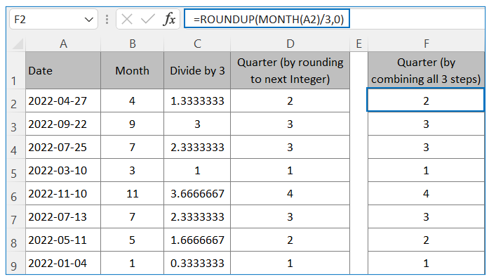 Calculate Quarter