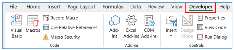 Developer Tab in Excel - Biz Infograph