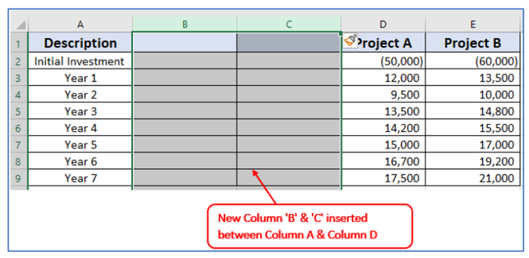 Add Column in Excel. analysis by adding columns in Excel