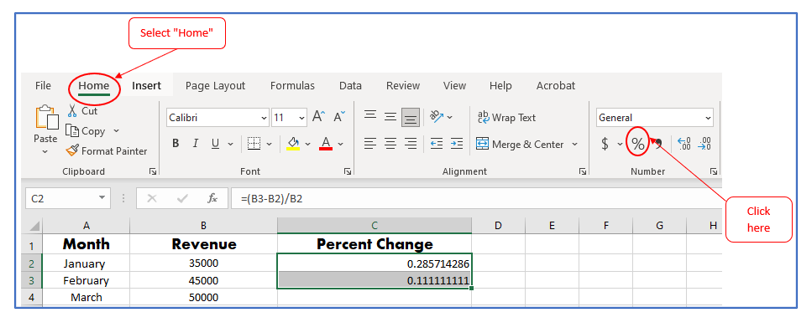 Calculate Percentage Change