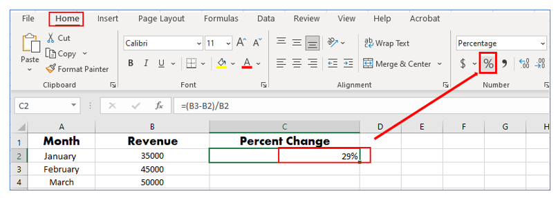 Calculate Percentage Change