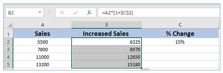 Calculate Percentage Change in Excel