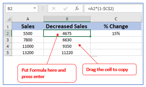 Calculate Percentage Change in Excel