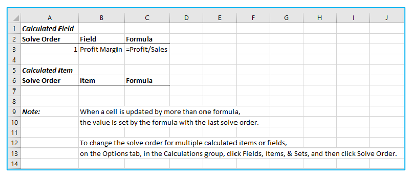 Calculated Field in Pivot Table