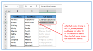 Combine First and Last Name in Excel