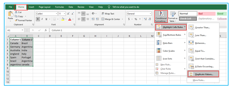 Compare columns for matches and differences