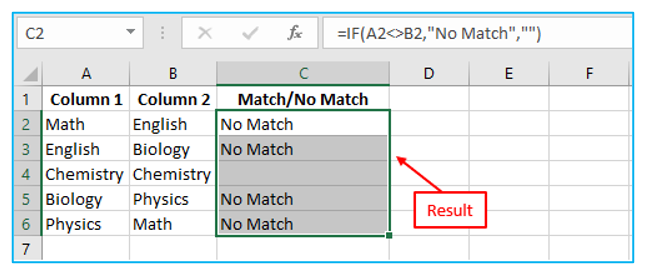 Compare columns for matches and differences