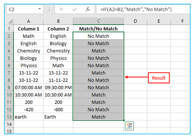 Compare columns for matches and differences