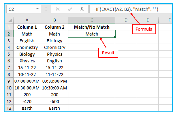 Compare columns for matches and differences