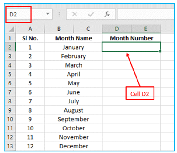 Convert Month Name to Number in Excel
