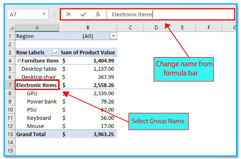 Create group in pivot