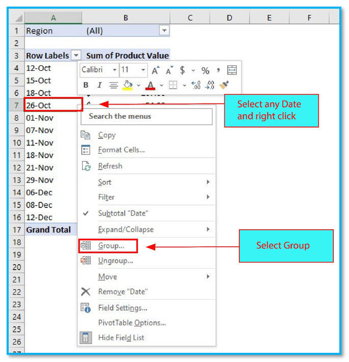 Create group in pivot