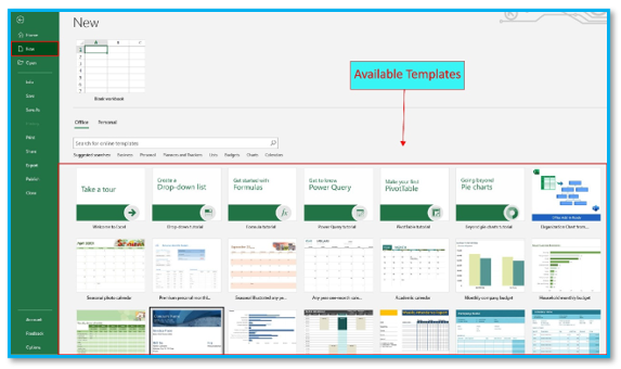 Excel Existing Templates and Create New Templates