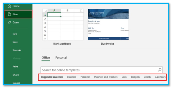 Excel Existing Templates and Create New Templates