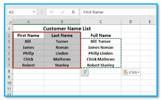 Merge or Combine two columns in Excel