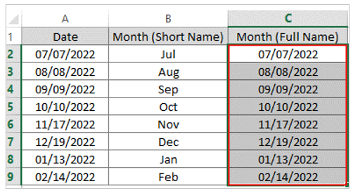 Month name from date