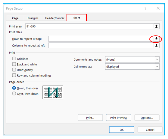 Print Top Row on Every page in Excel