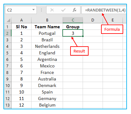 Random Groups in Excel