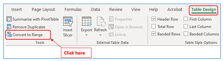 Remove Table Format