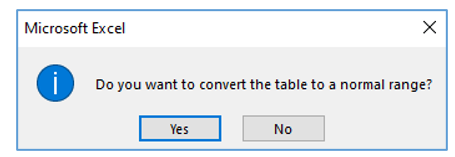 Remove Table Format