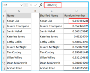 How to Shuffle a List of Items/Names in Excel? 2 Different Ways. - Resource