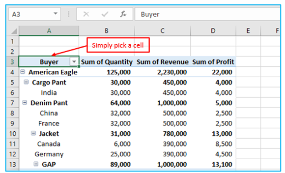 Insert Slicers in Pivot Table