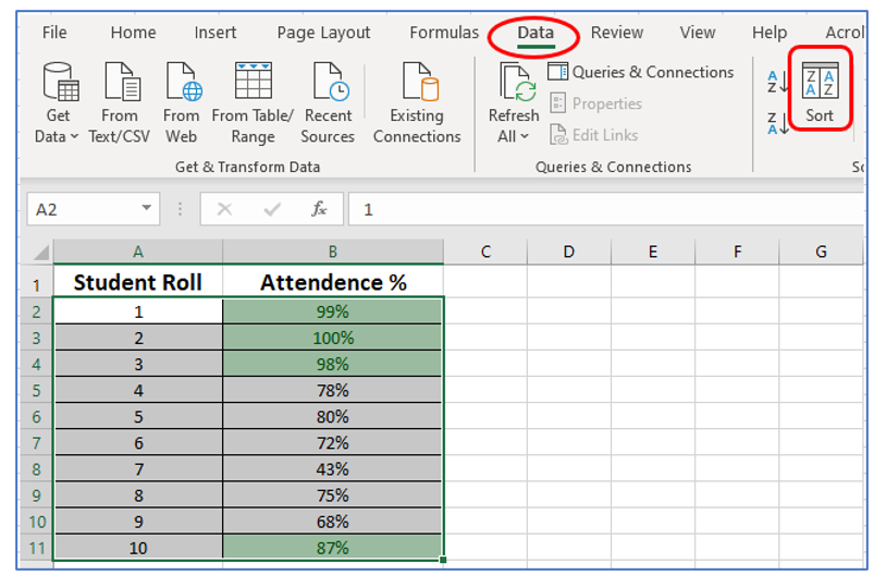 Sort data by Color in Excel