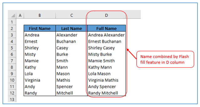 Combine Names in Excel